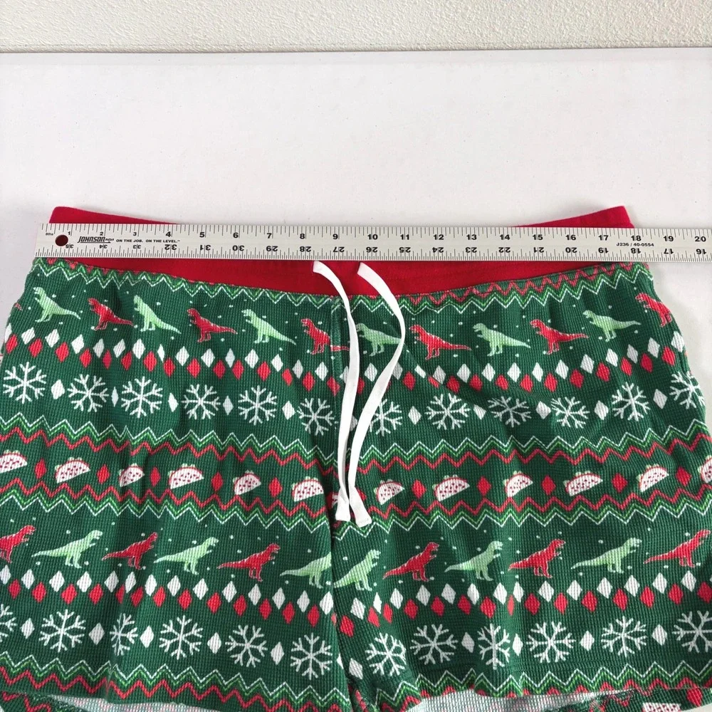 Chubbies Pajama Lounge Shorts Mens XL Green‎ Dinosaur Taco Waffle Knit Holiday